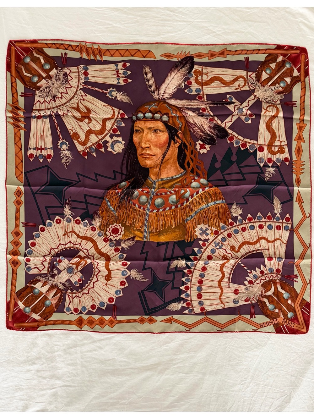 Hermes “Cosmogonie Apache” silk twill scarf